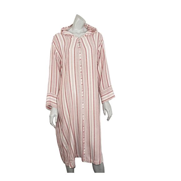 PIETSIE Women's Hoodie Caftan Dress Red Striped Size Small - Picture 1 of 10